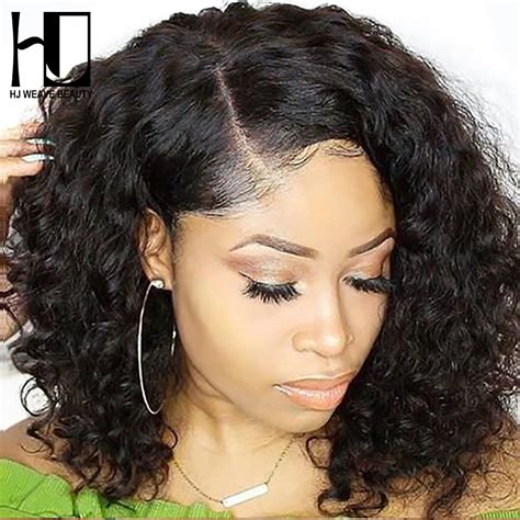 short lace front human hair wigs peruvian natural wave remy hair bob wig  pre plucked