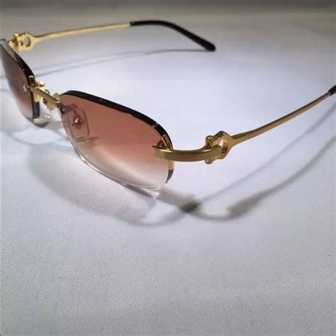 cartier sunglasses gold cartier sunglasses gold rimless frames with