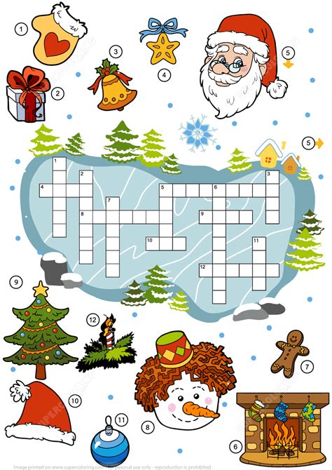 crossword puzzle  christmas  printable puzzle games