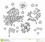 Tattoo Old School Outlines Angel Tattoos Vector Hand Stock Designs Vectors Outline Elements Hands Draw Choose Board sketch template