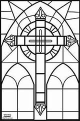 Coloring Cross Stained Glass Pages Adult Sheets Window Choose Board Windows sketch template