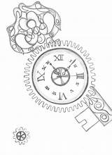 Steampunk Clock Drawing Drawings Key Heart Deviantart Gear Choose Board Easy Paintingvalley Pencil sketch template