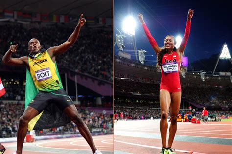 usain bolt and sanya richards ross claim gold in olympic track and