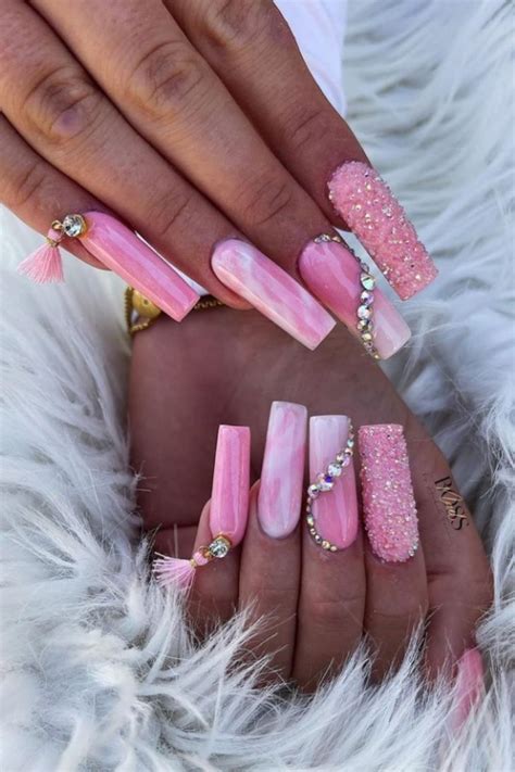 50 Best Acrylic Pink Coffin Nails Design Ideas To Try 2021