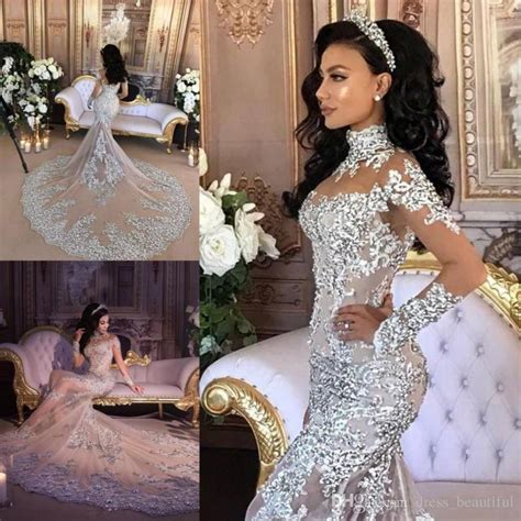gorgeous queen style wedding dresses lace appliques sheer