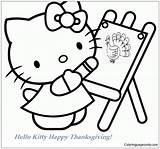 Thanksgiving Kitty Hello Pages Coloring Drawing Turkey Color Online Kids sketch template