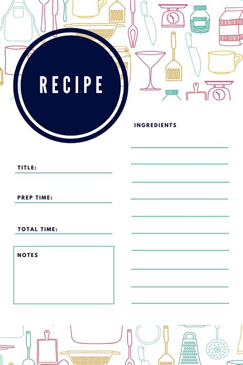 custom printable recipe card templates  canva