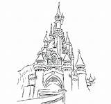 Castle Disney Drawing Outline Sketch Frozen Line Walt Disneyland Drawings Cinderella Coloring Paintingvalley Sketches sketch template