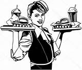 Waitress Drawing Paintingvalley sketch template
