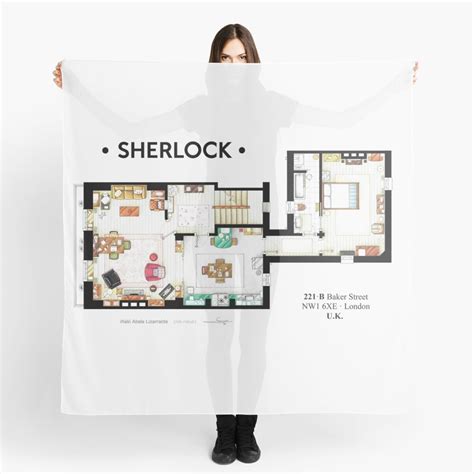 floorplan  sherlock holmes apartment  bbcs scarf  sale  nikneuk redbubble
