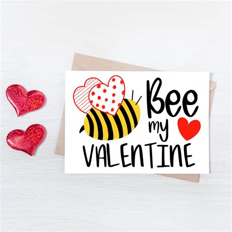 bee valentines card printable bee  valentine card etsy