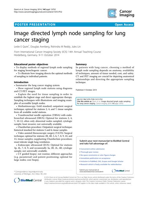 Pdf Image Directed Lymph Node Sampling For Lung Cancer Staging