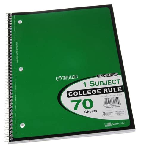 top flight  subject college rule notebook  sheets hy vee aisles