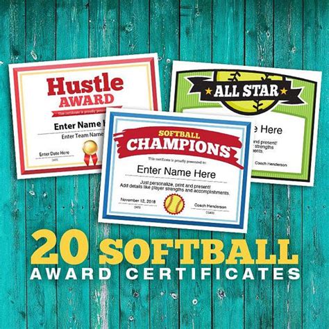 softball certificates  editable awards templates etsy softball