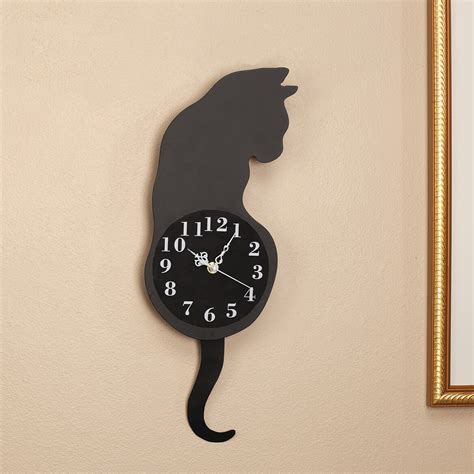 cat pendulum wall clock black cat clock cat clock
