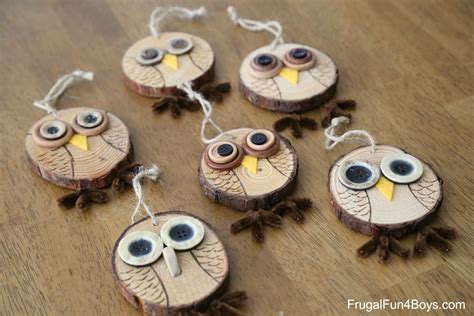 wood slice owl ornaments frugal fun  boys  girls owl ornament