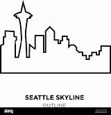 Seattle Skyline Outline Vector Illustration Alamy Background sketch template