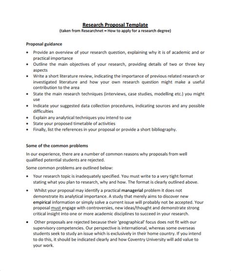 sample research proposal template examples sample templates