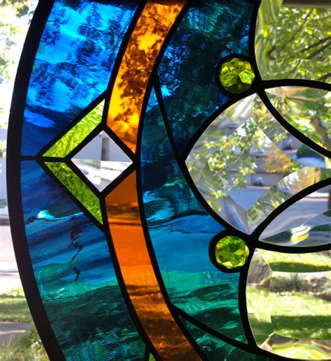 stained glass window panel  flower bevel etsy