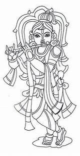 Coloring Pages Drawings Krishna Hindu Avatar Kids School Outline sketch template