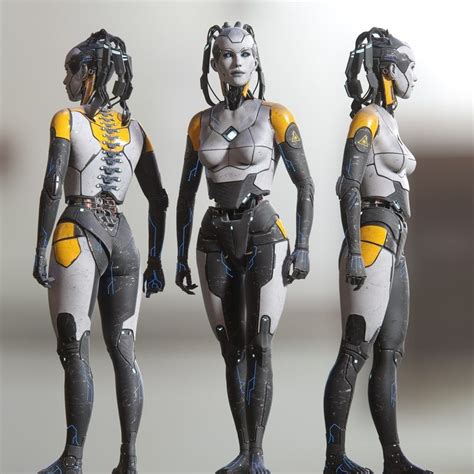 3d模型科幻女性机器人角色 female robot android art female cyborg