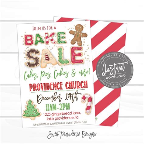 christmas bake sale flyer sweet providence designs