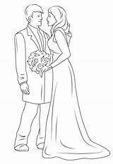 Coloriage Sposi Novios Dibujo Kolorowanki Stampare Bride Groom Malvorlagen Ausmalbild Weselna Hochzeits Druku Kolorowanka Dzieci sketch template