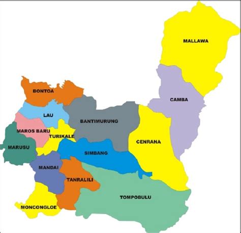 peta kabupaten maros gambar wilayah administrasi  kecamatan