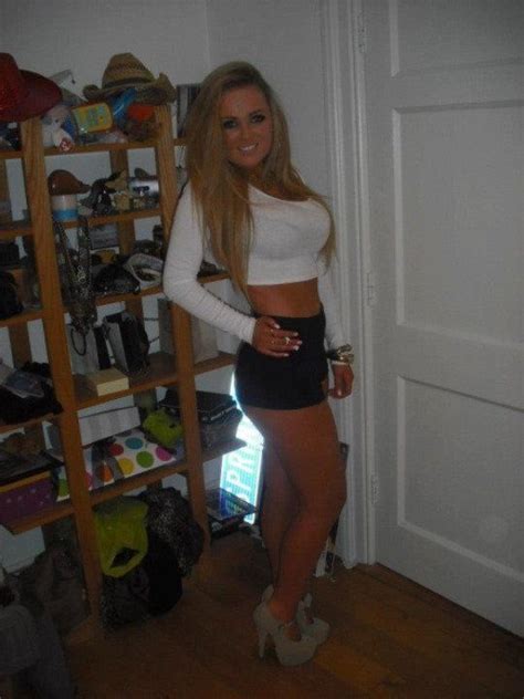 tempting blond chav in tight white top and hot pants