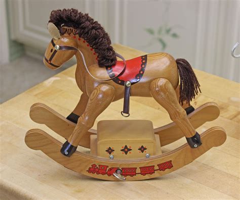 rocking horse  box enesco wood rocking horse   etsy wood rocking horse