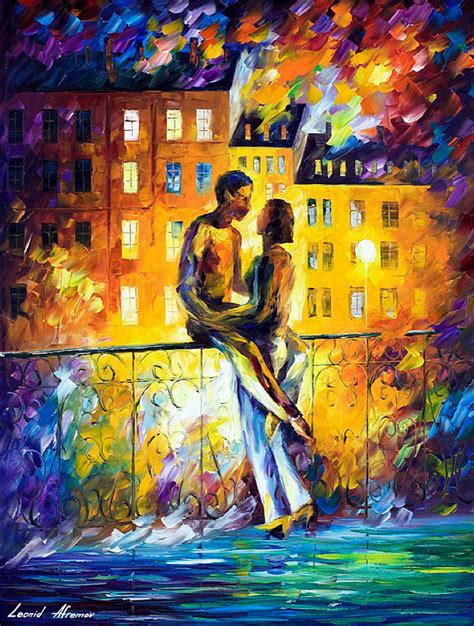 Couple Silhouettes — Palette Knife Oil Painting On Canvas