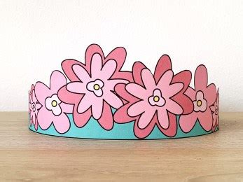 flowers crown paper template print  easy kid craft happy paper time