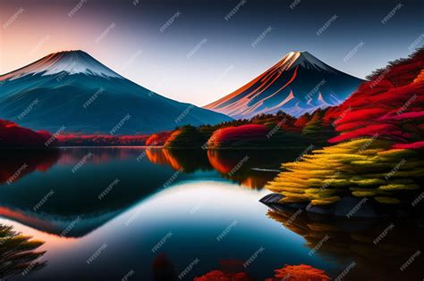 photo  digital painting   mountain   colorful tree