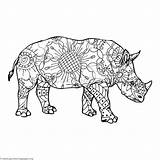 Coloring Adult Pages Rhino Mandala Getcoloringpages sketch template