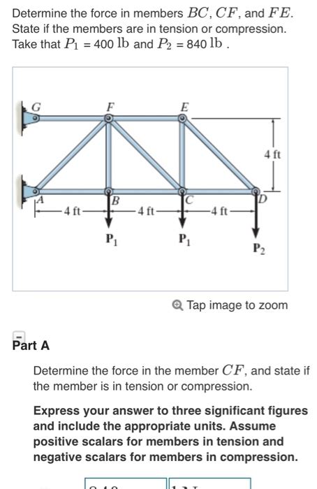 Solved Determine The Force In Members Bc Cf And Fe State