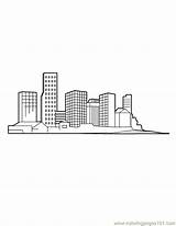 Coloring Skyline City Simple Template sketch template