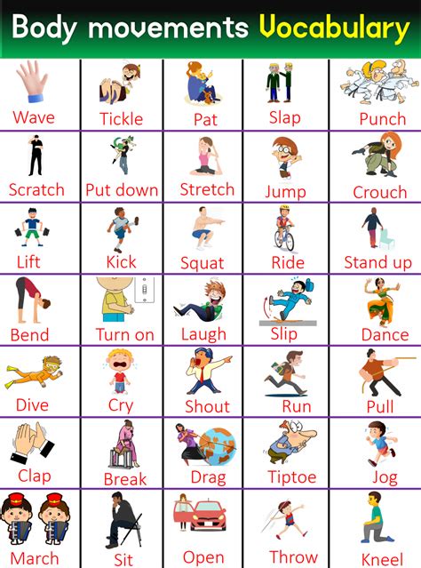 body movements vocabulary  urdu meanings ilmist