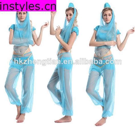 Blue Princess Jasmine Genie Belly Dancer Arabian Nights Fancy Dress