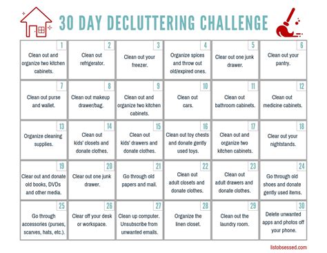 30 Day Declutter Challenge Printable Calendar Inspiration Design