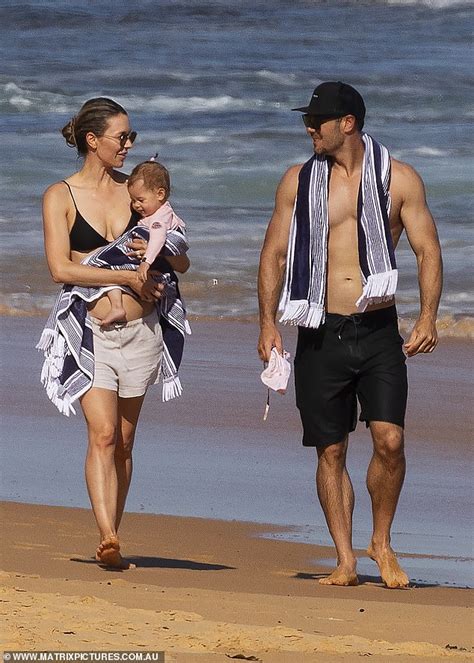 jennifer hawkins enjoys a day at the beach with her