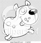 Chubby Spotted Jumping Dog Outlined Coloring Clipart Cartoon Vector Thoman Cory sketch template