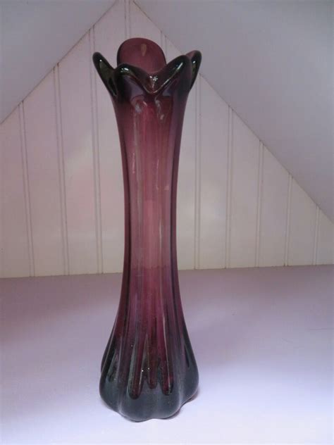 Beautiful Vintage Purple Swung Glass Bud Vase Art Glass Etsy