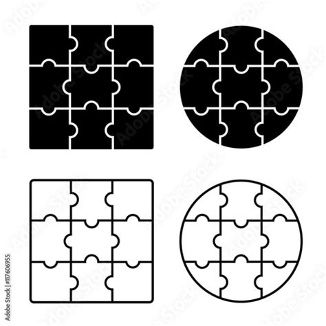 jigsaw puzzle blank simple template     pieces vector