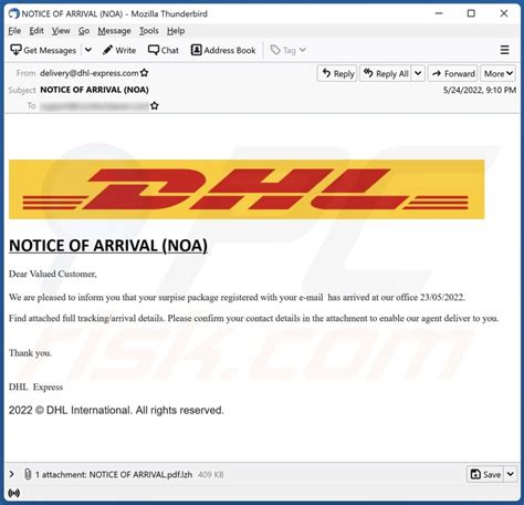 dhl notice  arrival email virus removal  recovery steps updated