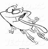 Frog Cartoon Vector Leaping Coloring Happy Tongue Hanging His Outlined Jumping Ron Leishman Getdrawings Drawing Royalty sketch template