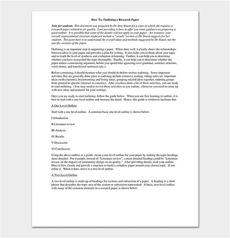 research paper template   formats outlines