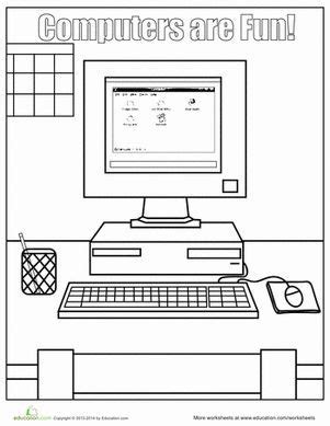 computer coloring pages elementary computer lab teaching computers