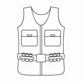 Vest Fisherman Outline Clip Vector Illustrations Hunting sketch template