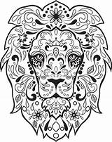 Coloring Pages Skull Sugar Dog Mandala Adult Owl Printable Adults Print Leeuw Book Lion Skulls Color Template Sheets Head Calavera sketch template