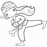 Karate Coloring Pages Kid Taekwondo Kick Color Doing Printable Kids Drawing Cliparts Spongebob Heel Palm Girl Disney Clipart Do Sports sketch template